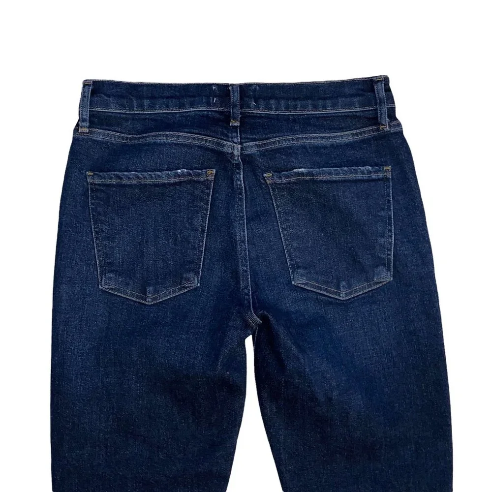 AGOLDE Sophie Dark Blue Wash Denim High Rise Raw Hem Crop Skinny Jeans Size 26 - Picture 4 of 11